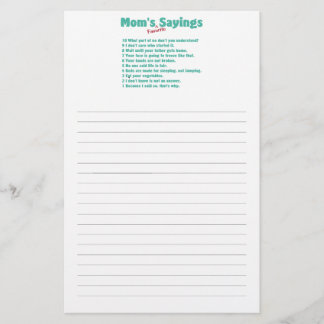 Mum's favourite sayings on gifts for her. stationery