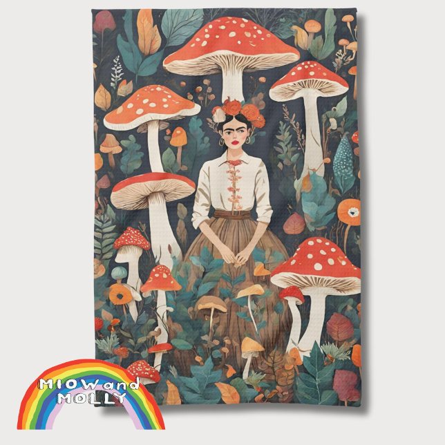 Mum's Frida Mushroom Forest foraging Christmas Tea Towel (Creator Uploaded)