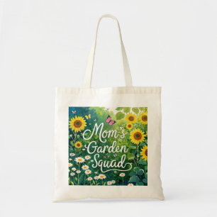 Mum's Garden Squad_Sunflowers Daises Butterflies Tote Bag