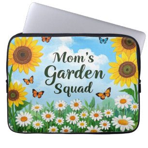 Mum's Garden Squad Sunflowers Daisies Butterflies Laptop Sleeve