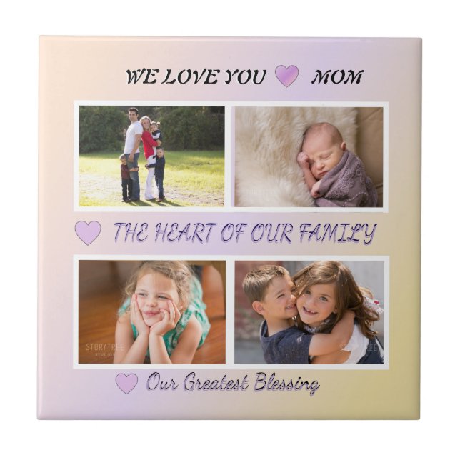 Mum's Grace - Pastel 4 Photo Tribute Tile (Front)