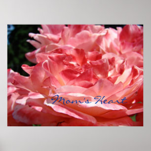 Mum's Heart art print gifts Pink Red Rose Flowers