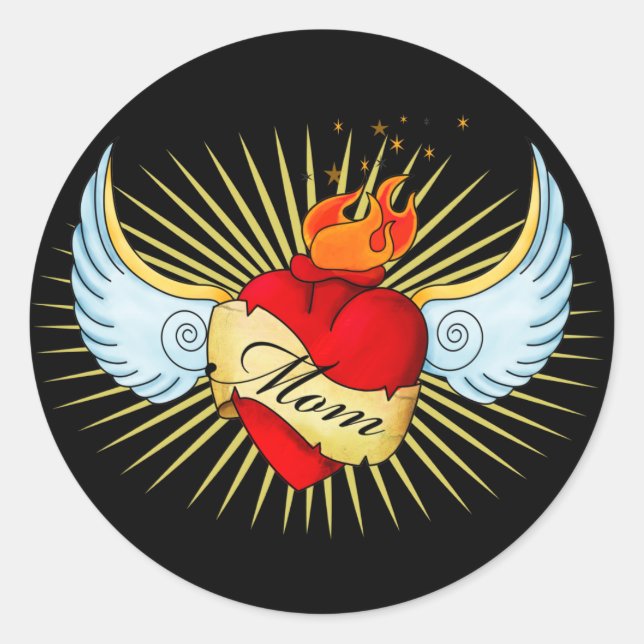 Mum's Heart Classic Round Sticker (Front)