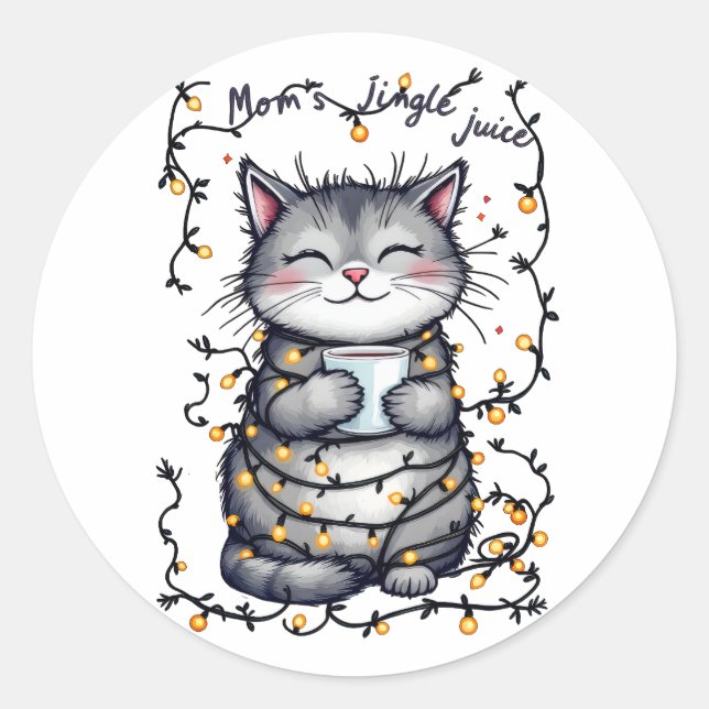 Mum's Jingle Juice  Classic Round Sticker (Front)