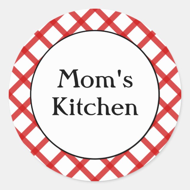 Mum's Kitchen Custom Red Lattice Sticker (Front)