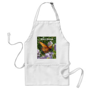 Mum's Kitchen Orange Monarch Butterfly Floral Standard Apron