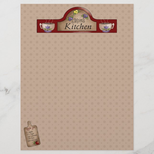 Mum's Kitchen Recipe Pages (Un-Lined) (Front)
