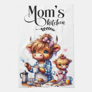 Mum's Kitchen Towel Highland Cow Mum Tea Towel