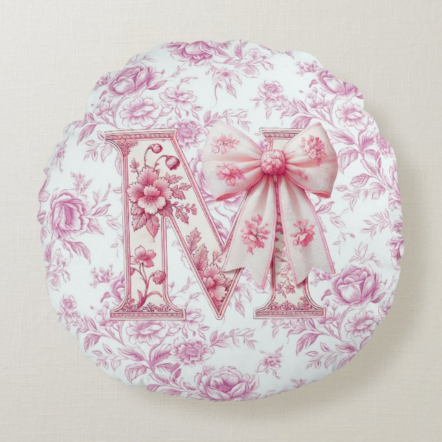 Mum's Light Pink Chinoiserie Round Cushion (Front)
