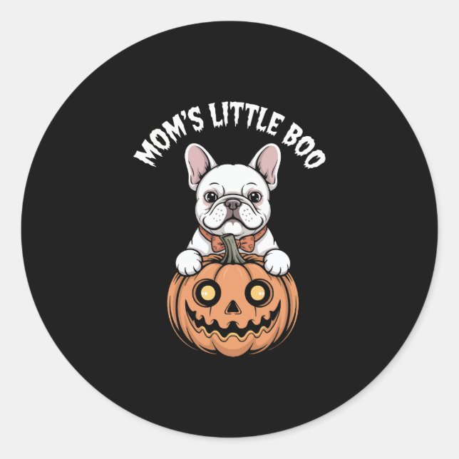 Mum's Little Boo French Bulldog Hallowen Classic Round Sticker (Front)