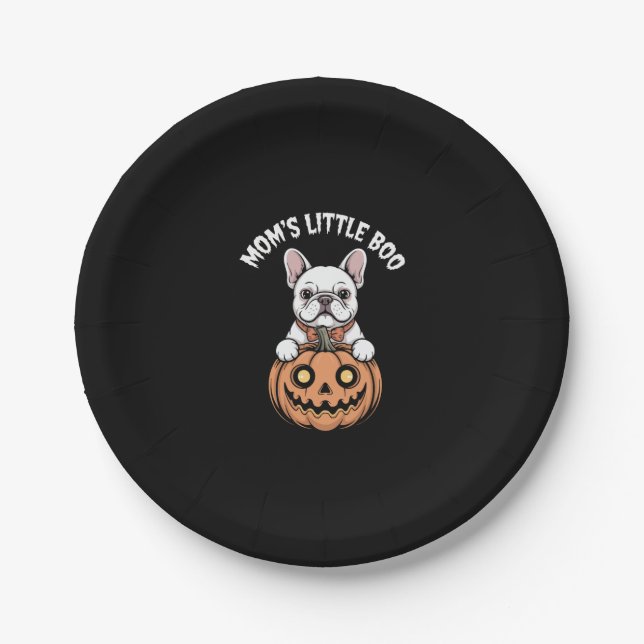 Mum's Little Boo French Bulldog Hallowen Paper Plate (Front)