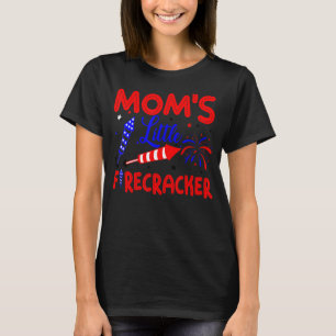 Mum's Little Firecracker 4th Of July Usa Flag Patr T-Shirt