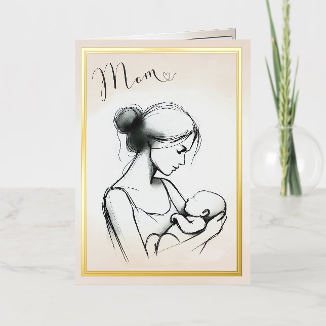Mum's Love Sketch with Child - Mother's Day Card (Front)