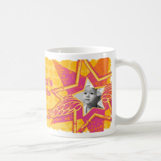 Mum's/Mum's angels in stars yellow/pink photo mug (Right)