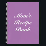 Mum's Recipe Book, Mother's day or Birthday gift N Notebook<br><div class="desc">Mum's Recipe Book,  Mother's day or Birthday gift Notebook
custom name monogram text recipe book or notebook
white letters,  lavender lilac background,  spiral bound
great gift for mum!</div>