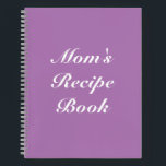 Mum's Recipe Book, Mother's day or Birthday gift N Notebook<br><div class="desc">Mum's Recipe Book,  Mother's day or Birthday gift Notebook
custom name monogram text recipe book or notebook
white letters,  lavender lilac background,  spiral bound
great gift for mum!</div>