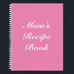 Mum's Recipe Book, Mother's day or Birthday gift N Notebook<br><div class="desc">Mum's Recipe Book,  Mother's day or Birthday gift Notebook
custom name monogram text recipe book or notebook
white letters,  pink background,  spiral bound
great gift for mum!</div>