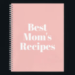 Mum's Recipes, Mother's day or Birthday gift Notebook<br><div class="desc">Mum's Recipes,  Mother's day or Birthday gift Notebook
Customise name,  monogram,  text,  or leave it as is
White letters,  pastel pink background,  spiral bound
great gift for mum!</div>