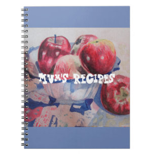 Mum's Recipes Red Apple fruit Watercolour Notebook