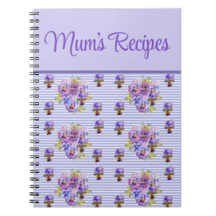Mum's Recipes Viola Purple Lilac Floral Flower Notebook