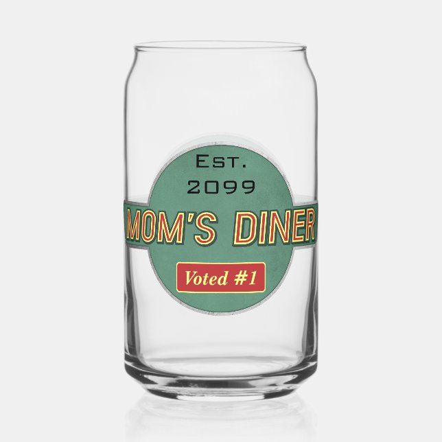 Mum's Retro Diner Drinkware Can Glass (Front)