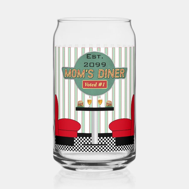 Mum's Retro Diner Drinkware Can Glass (Back)