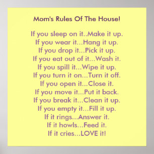 Mum's Rules Of The House Poster