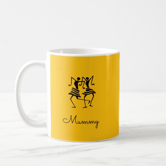 Mum's Silhouette Celebration Dancers Orange Coffee Mug (Left)