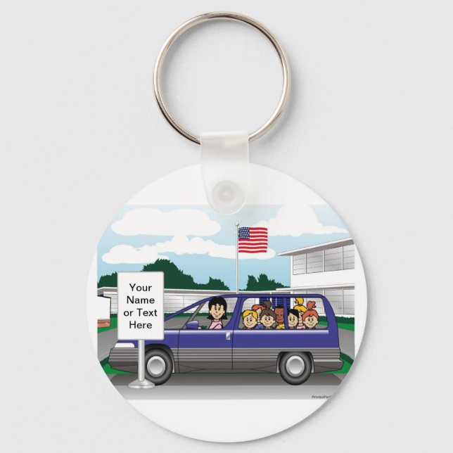 Mum's Taxi Cartoon by PrintedPerfection.com Coffee Key Ring (Front)