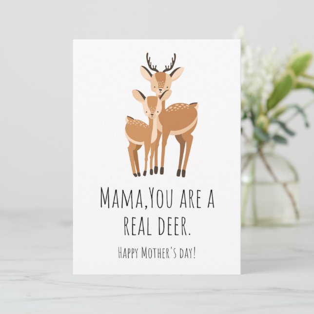 Mum's the Doe-nest: Punny Deer Mother's Day Card (Standing Front)