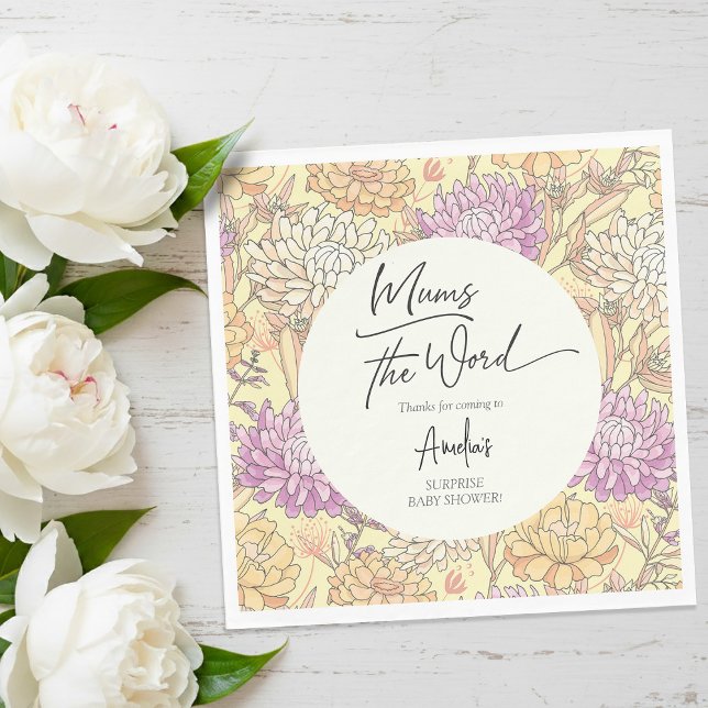 Mums the Word Floral Baby Shower Napkin (Mums the Word Floral Baby Shower Napkins)