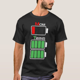 Mum's Tired Twin Mum Low Battery Life Charge Full T-Shirt