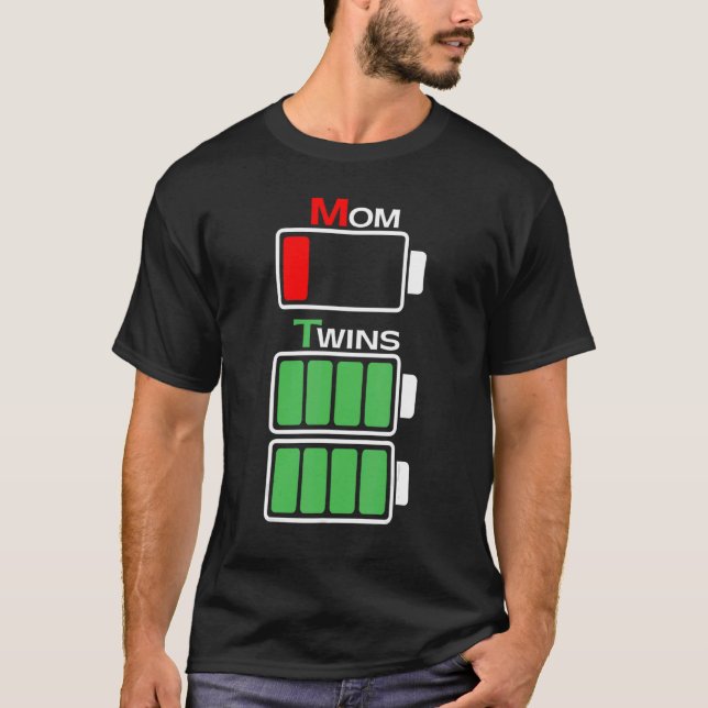 Mum's Tired Twin Mum Low Battery Life Charge Full  T-Shirt (Front)