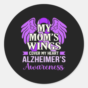 Mum's Wings Cover My Heart Heimerheimer's Awarenes Classic Round Sticker