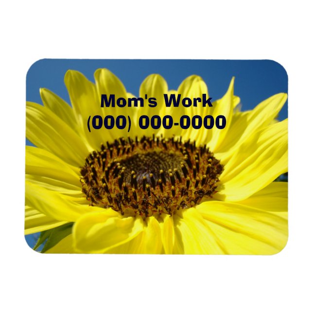 Mum's Work Phone Number magnet Sunflowers (Horizontal)