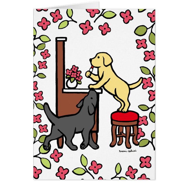 Mum's Yellow Lab and Black Lab Puppy Duo (Front)