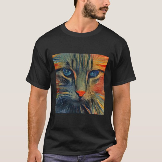 Munch Cat Basic Dark T-Shirt  (Front)