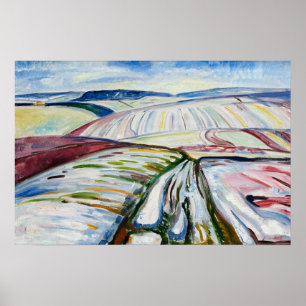 Munch Expressionist Winter Field Snow Art Poster