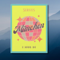 München Deutschland Retro Servus neon Postcard