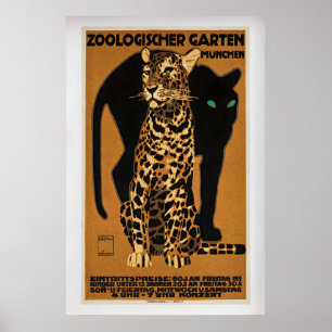 Munchen Zoo - Leopard by Ludwig Holwein  Vintage Poster