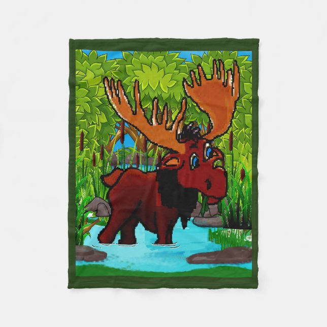 Munching Moose Fleece Blanket (Front)