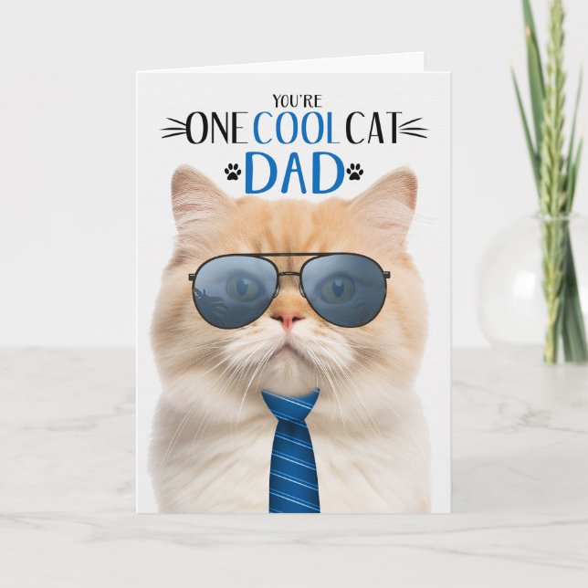 Munchkin Cat Father's Day One Cool Cat Holiday Card (Front)