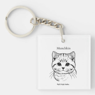 Munchkin Cat Portrait Key Ring