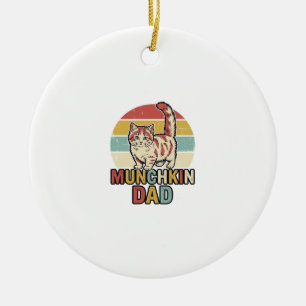 Munchkin Dad Retro Cat Lover Vector Shirt Design_1 Ceramic Tree Decoration