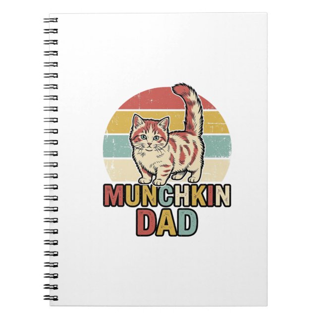 Munchkin Dad Retro Cat Lover Vector Shirt Design_1 Notebook (Front)