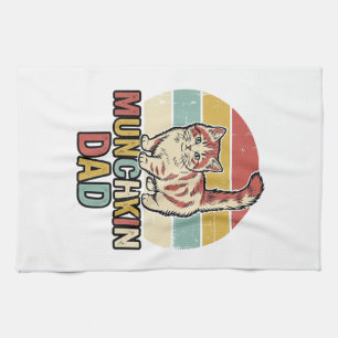 Munchkin Dad Retro Cat Lover Vector Shirt Design_1 Tea Towel