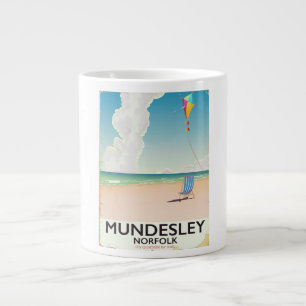 Mundesley Norfolk Beach travel poster Large Coffee Mug