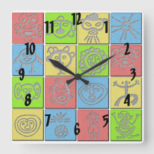 Mundo Taino Square Wall Clock