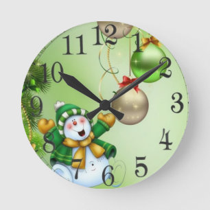 Muñeco de Nieve Round Clock