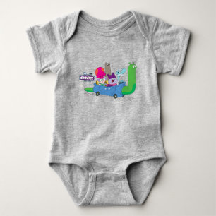 Mung, Chowder, Shnitzel, & Truffles in Snail Car Baby Bodysuit